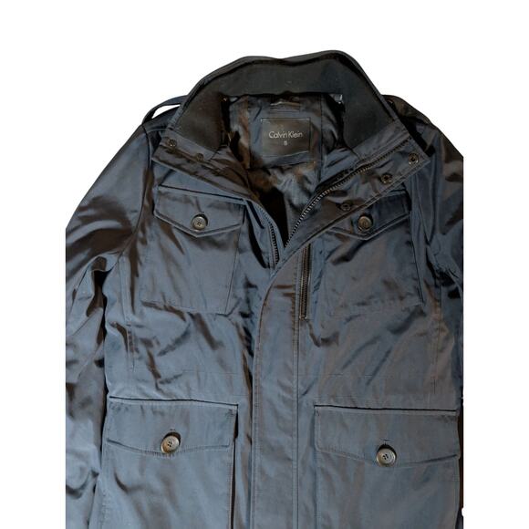Calvin Klein Men's Parka Coat Navy Blue Seven Pocket Utility Jacket Size Small - Picture 1 of 8